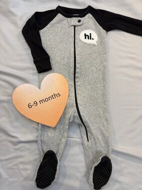 The Children's Place - Gray and Black Footies One Piece Sleeper